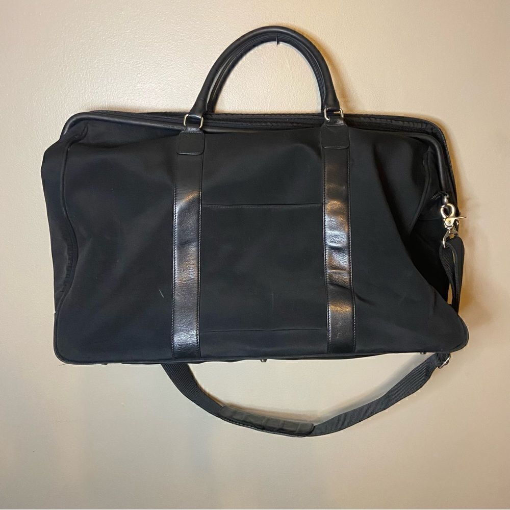 HOBO international black nylon leather duffel bag